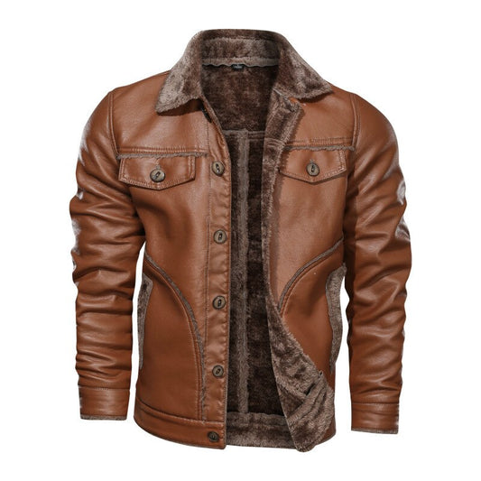 HIEXHSE Men Leather Jacket Winter Faux Leather Coat Parka Motorcycle Bike Bomber Jackets Men Fur Lining Coats Men's Cloting 8XL