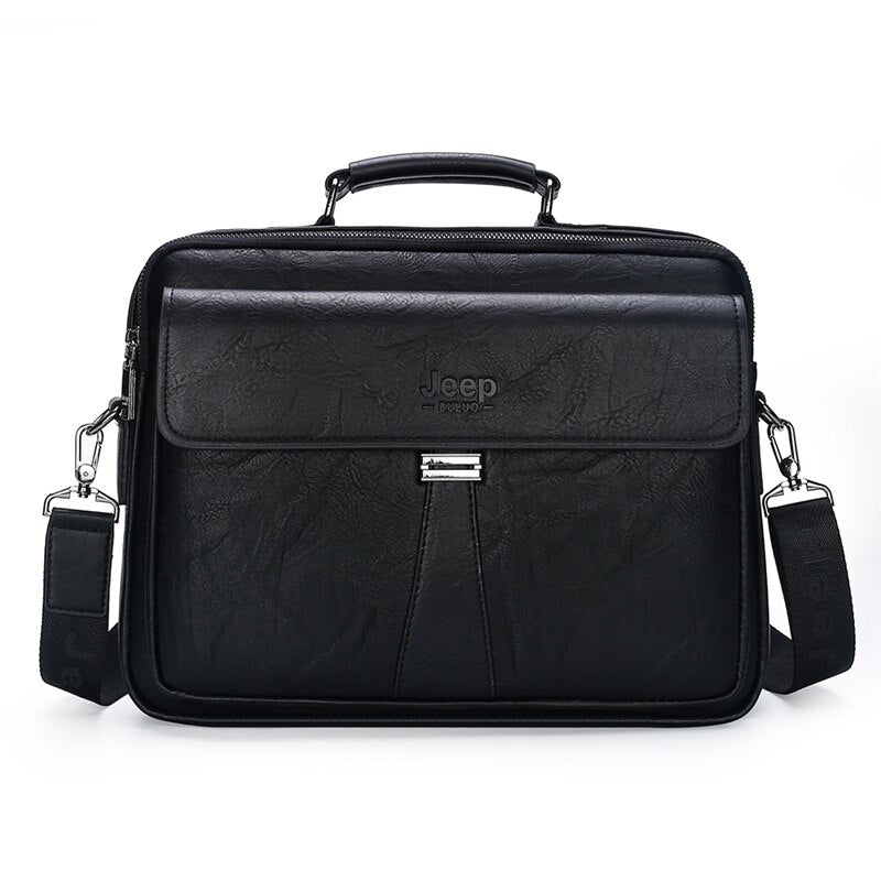 JEEP BULUO Men's Business Briefcase Laptop Bag Waterproof Split Leather Men Computers Handbags Man Shoulder Travel Bags