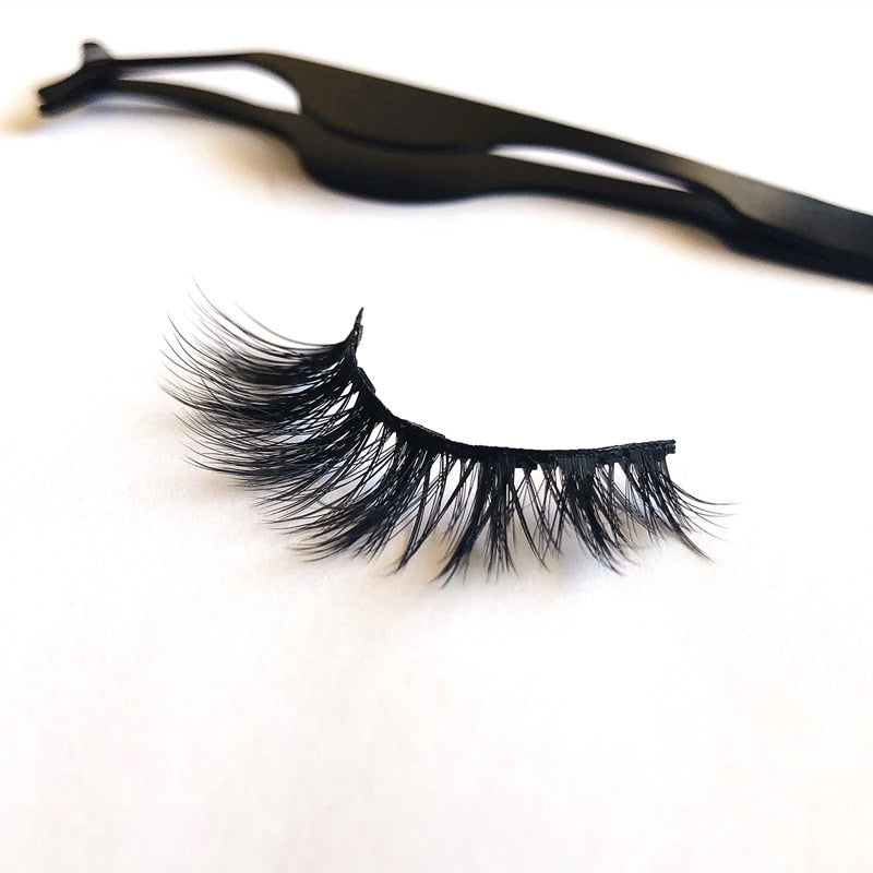 Magnetic Eyelashes 3D Mink Eyelashes Makeup Magnetic Lashes Eyeliner Tweezers Set Natural False Lashes Short Faux Cils