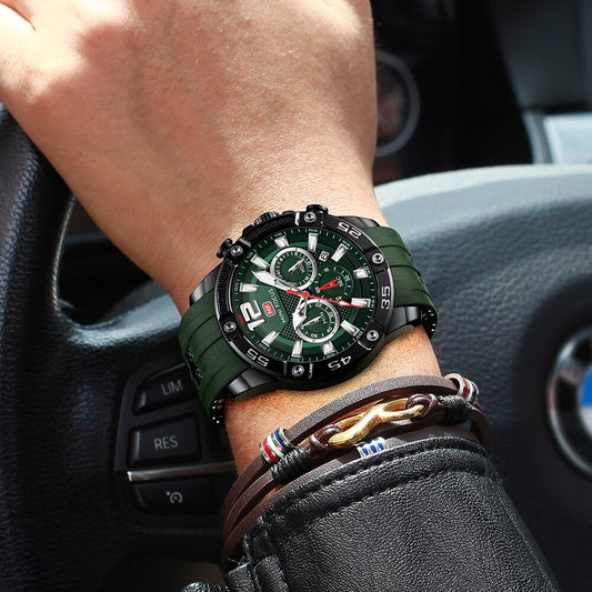 MINI FOCUS Men Sport Watch Chronograph Silicone Straps Quartz Army Military Men's Date Watches Male Clock Hour Relogio Masculino