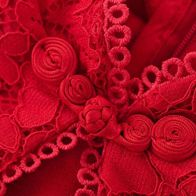 Baby Girl Tang Suits Chinese Style 2021 Winter Lace Shawl A-Line Girls Winter Dress Warm Red New Year Party Fairy Princess Dress