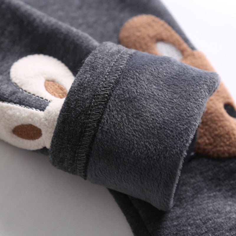 2022 Winter Warm 2 3 4 5 6 8 10 Years Children Cute Color Cartoon Patchwork Plus Velvet Thickening Leggings For Kids Baby Girls