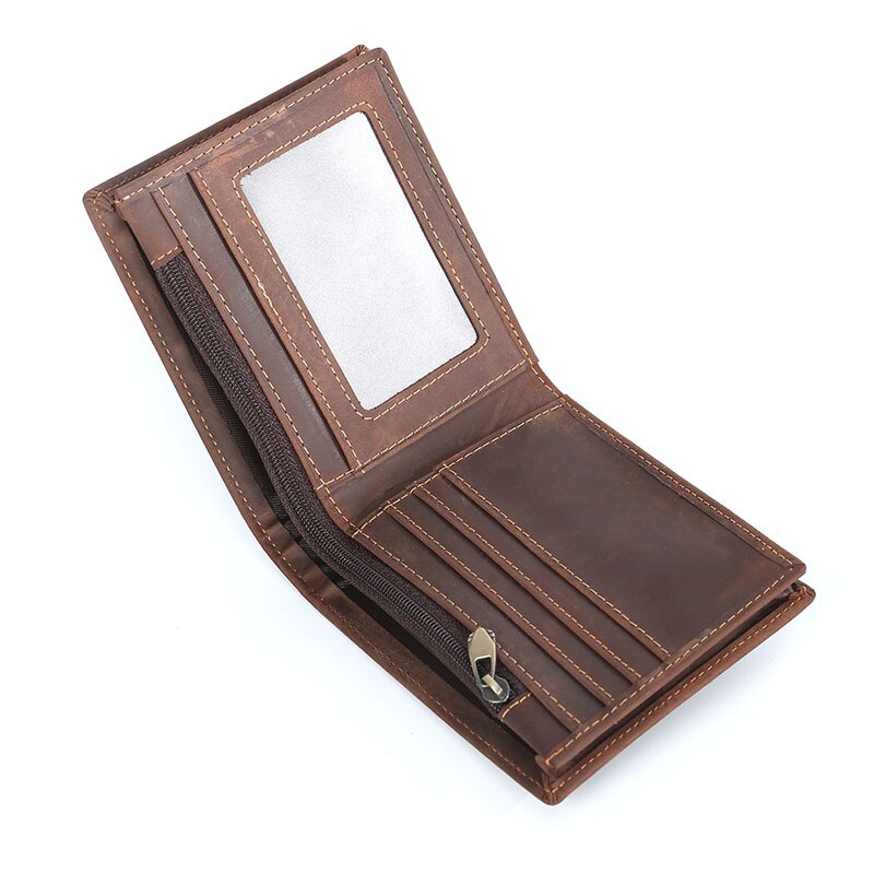 New RFID Protection Genuine Leather Wallet Men Short Coin Wallet Card Holder Purse Matte Leather Male Wallet Zipper Pocket