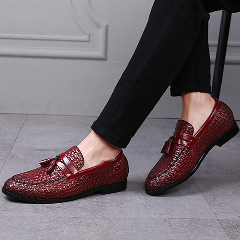 Large Size 38-48 Tassel Plaid Men New Loafers Weaving Comfortable Soft Mens Leisure Leather Shoes 2020 Fashion Sapato Masculino