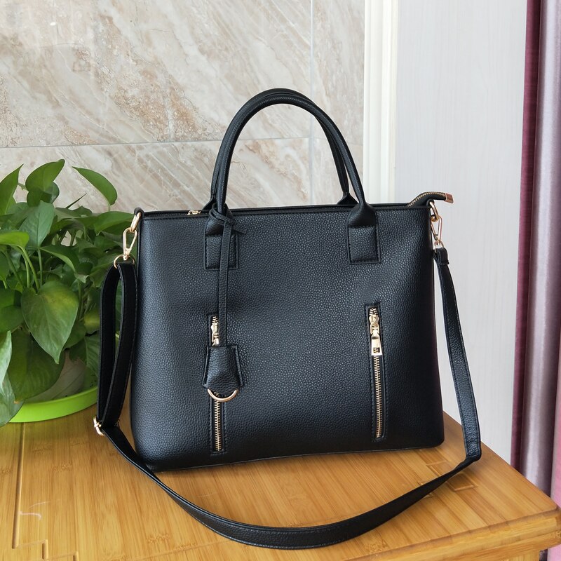 Business Women's Briefcase Female 14 Inch Laptop Portable OL Handbag Large-capacity Shoulder Bag Soft Leather Crossbody Bags Big