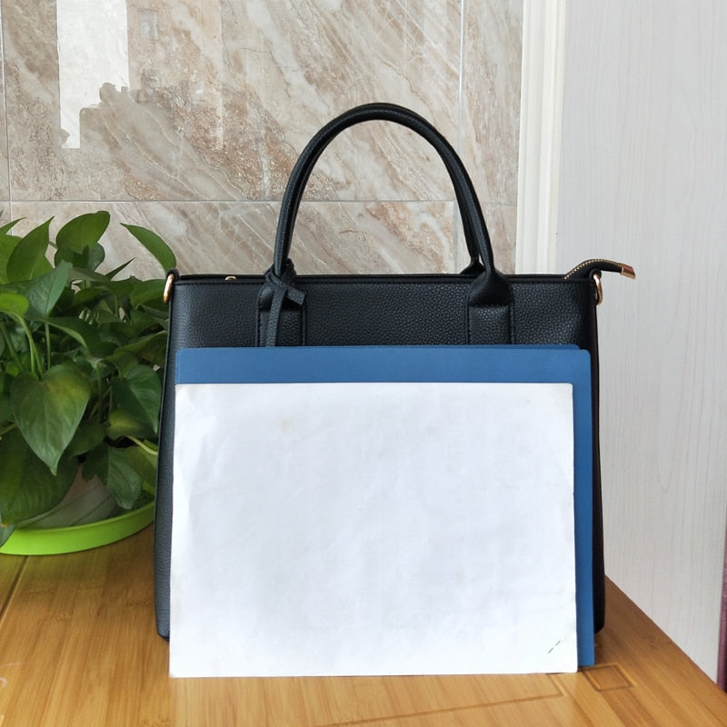 Business Women's Briefcase Female 14 Inch Laptop Portable OL Handbag Large-capacity Shoulder Bag Soft Leather Crossbody Bags Big