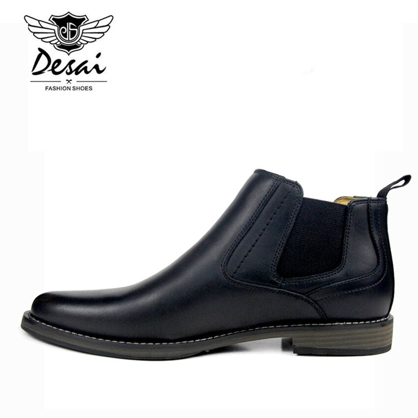 DESAI Genuine Leather Men's Boots Vintage Style High-Cut Lace-Up Shoes Men Fashion Casual Brogue High Boots EUR Size 8-12