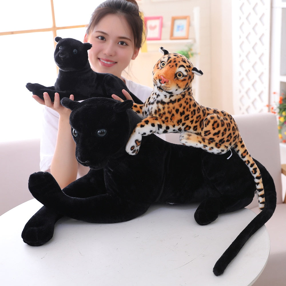 Giant Size Lifelike forest king Panthera simulation stuffed wild animal cheetah plush, black panther leopard soft toys