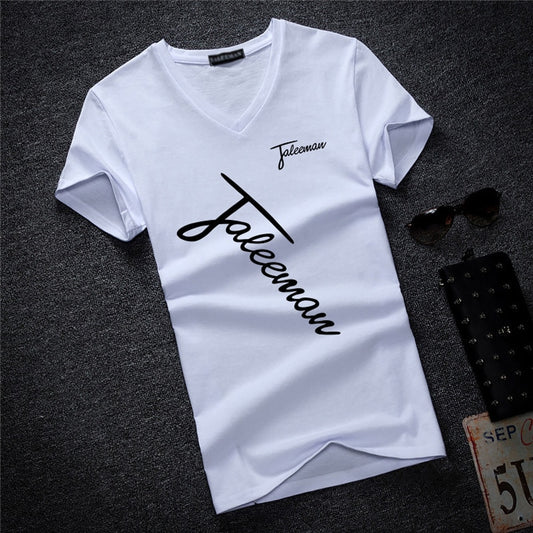 New Fashion Brand Man's T-shirt Printted Slim Short Sleeve T Shirt Men Tee Shirt V-Neck Cotton Casual T Shirts Plus Size S-5XL