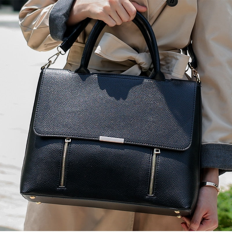 2022 New Women's Briefcase Female 14 Inch Laptop Portable Handbags Large-capacity Shoulder Bag Business Leather Crossbody Bags
