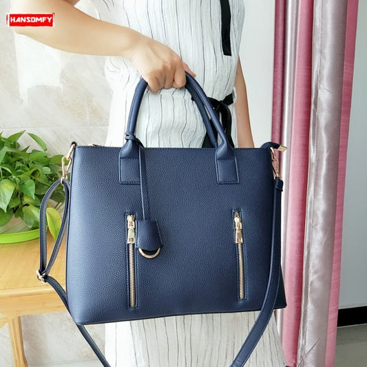 Business Women's Briefcase Female 14 Inch Laptop Portable OL Handbag Large-capacity Shoulder Bag Soft Leather Crossbody Bags Big