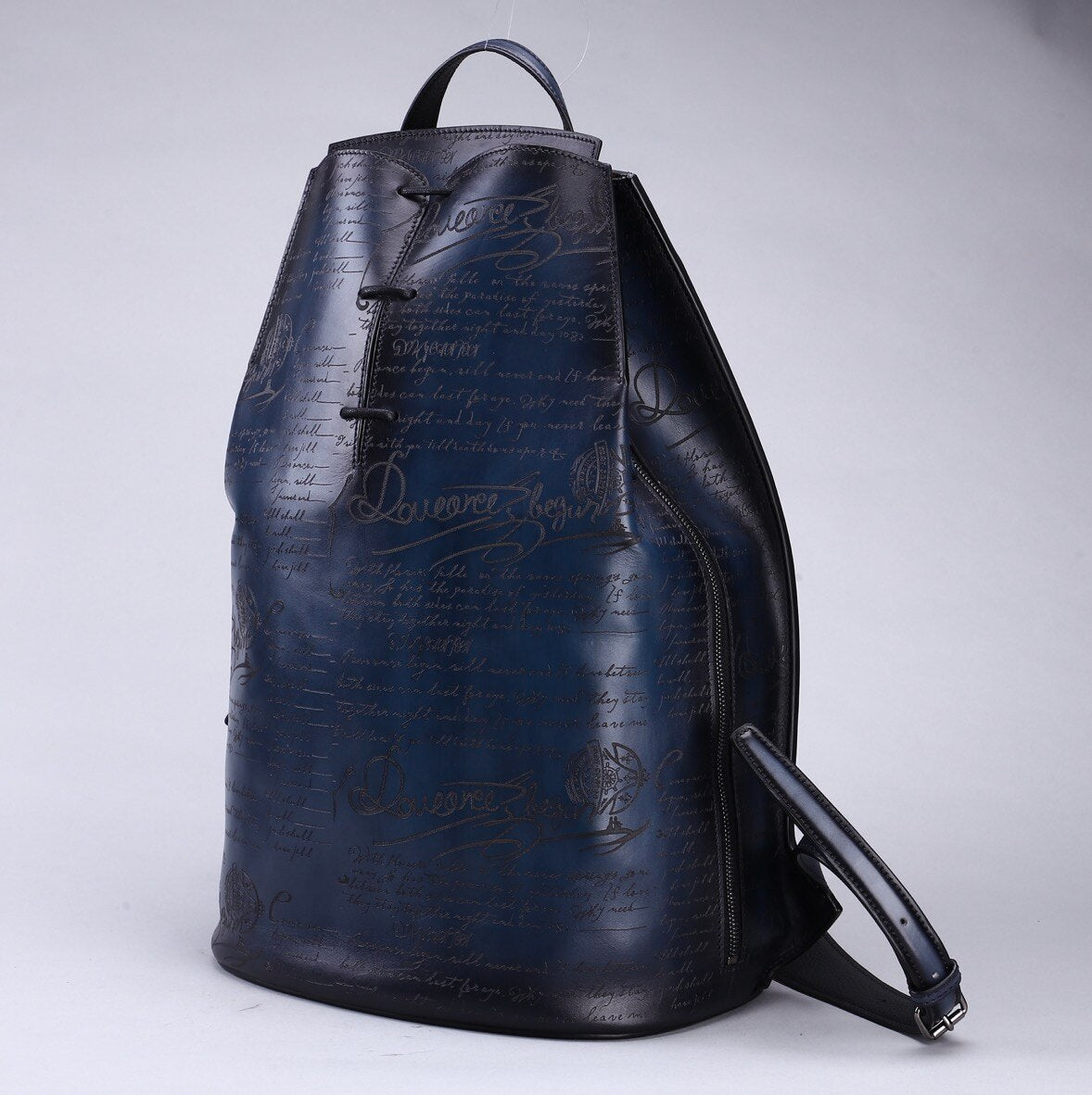 Men's Handmade Patina Calfskin Backpack Italian Luxury Brand Printing Vintage 15 Inch Laptop Genuine Leather Backpacks Mochila