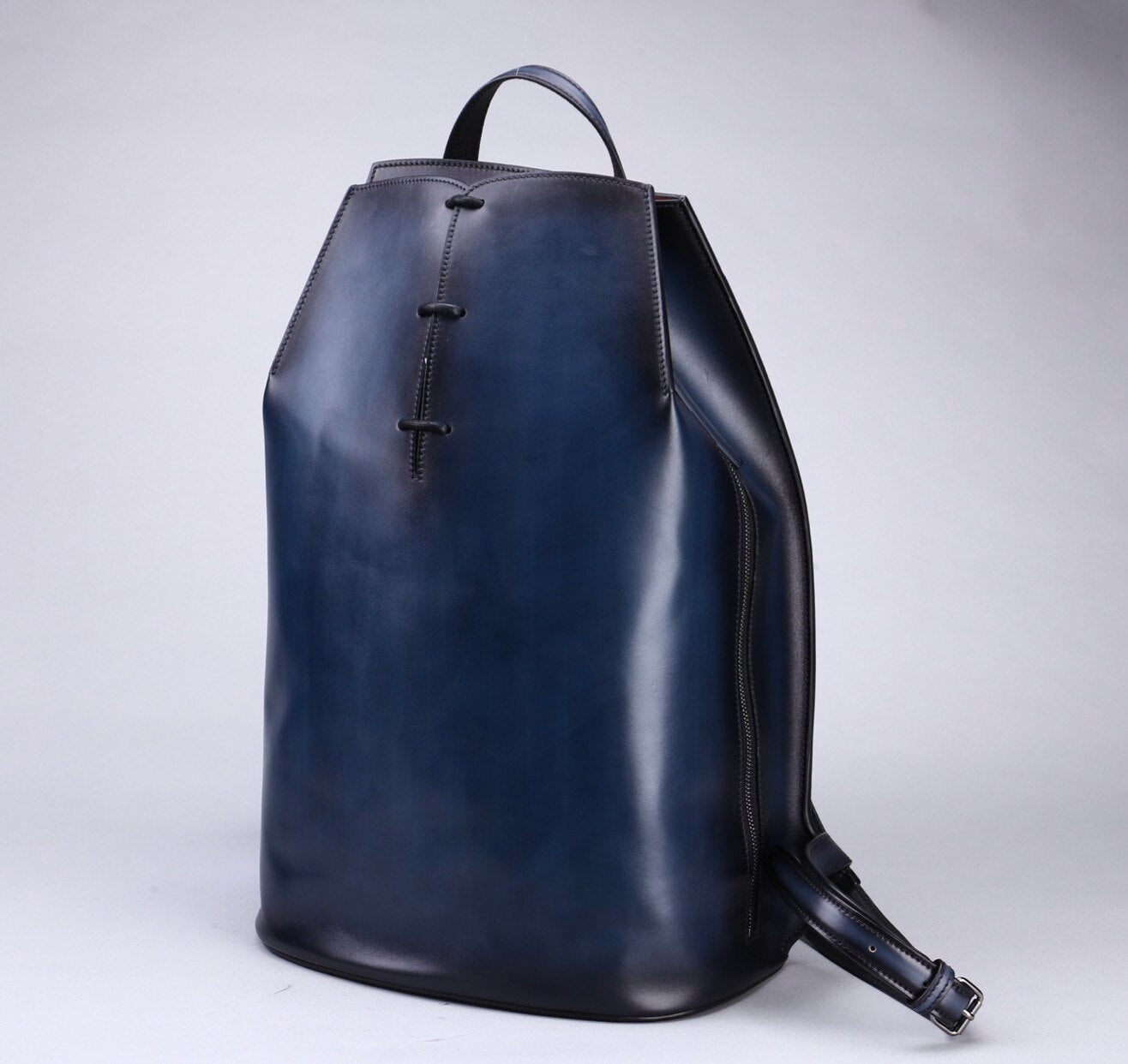 Men's Handmade Patina Calfskin Backpack Italian Luxury Brand Printing Vintage 15 Inch Laptop Genuine Leather Backpacks Mochila