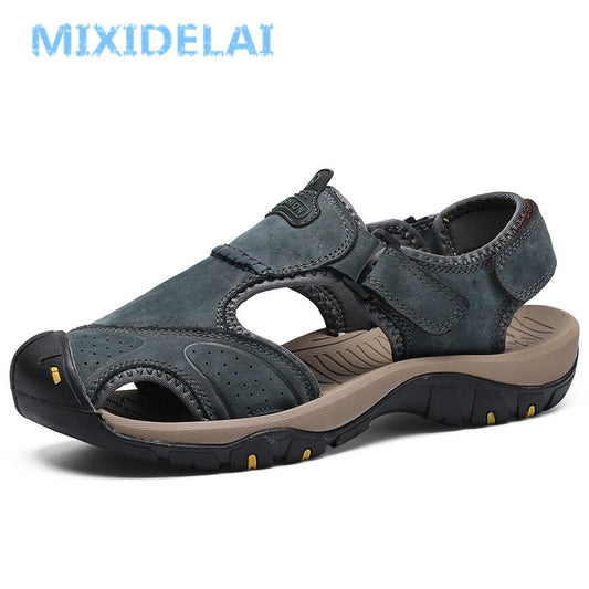 MIXIDELAI New Summer Men's Shoes Outdoor Casual Shoes Sandals Genuine Leather Non-slip Sneakers Men Beach Sandals Big Size 38-46