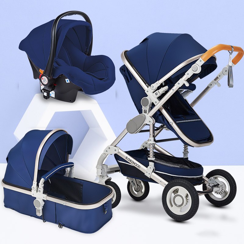Multifunctional 3 in 1 Baby Stroller High Landscape Stroller Folding Carriage Gold Strollers Newborn Stroller Free Shipping