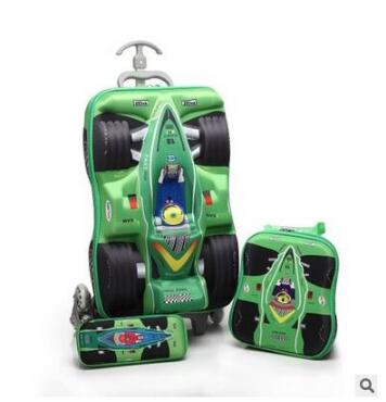 Boy's Car trolley case wheeled Rolling Bag 3D Children Travel suitcase Trolley School Backpack Kid's Trolley Bags with wheels
