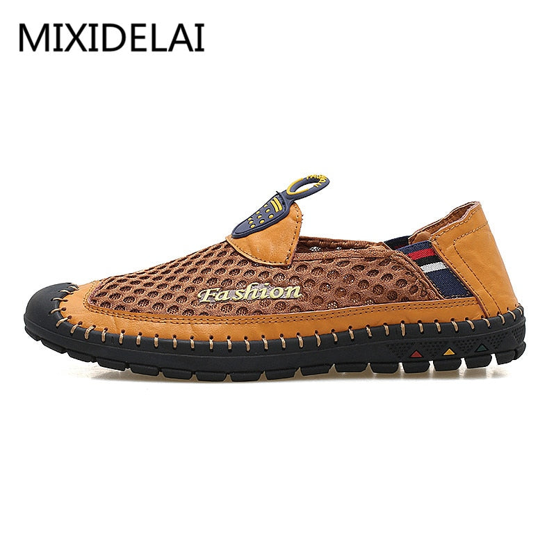 Brand Comfortable Casual Leather Shoes Men Loafers Spring/Summer Mesh Shoes Men Flats Breathable Driving Shoes Men Moccasins