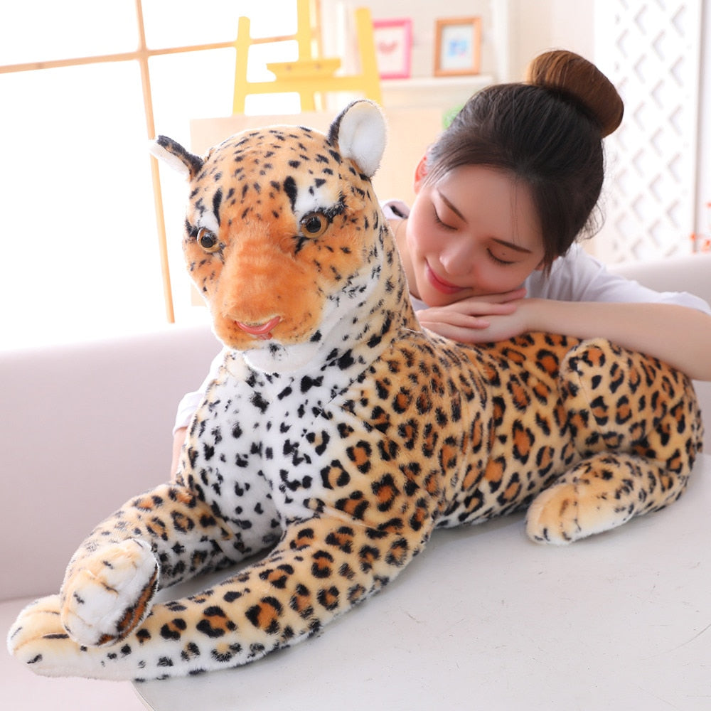 Giant Size Lifelike forest king Panthera simulation stuffed wild animal cheetah plush, black panther leopard soft toys
