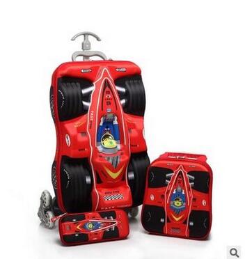 Boy's Car trolley case wheeled Rolling Bag 3D Children Travel suitcase Trolley School Backpack Kid's Trolley Bags with wheels