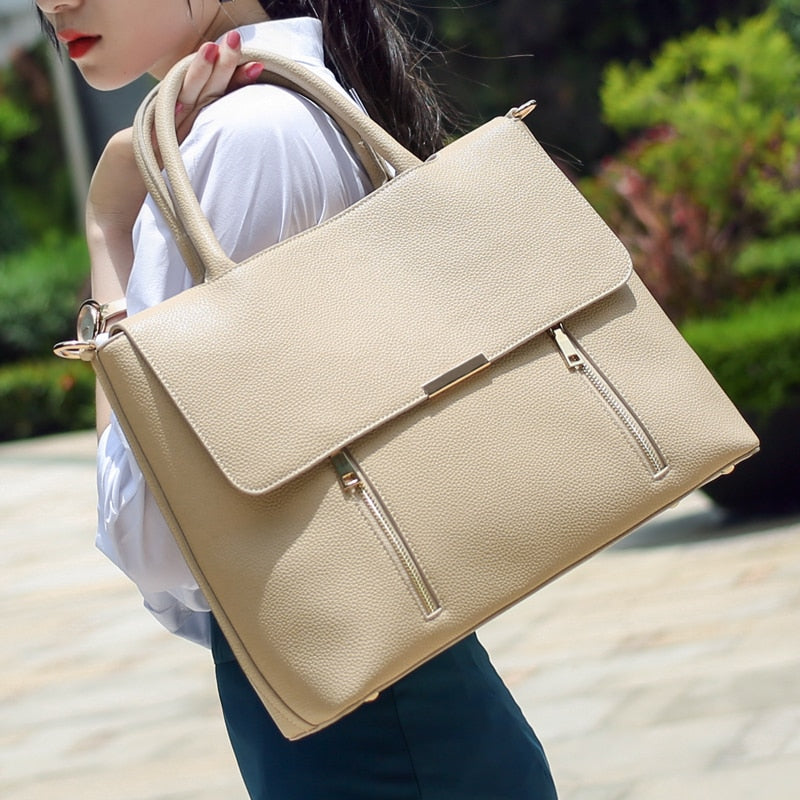 2022 New Women's Briefcase Female 14 Inch Laptop Portable Handbags Large-capacity Shoulder Bag Business Leather Crossbody Bags