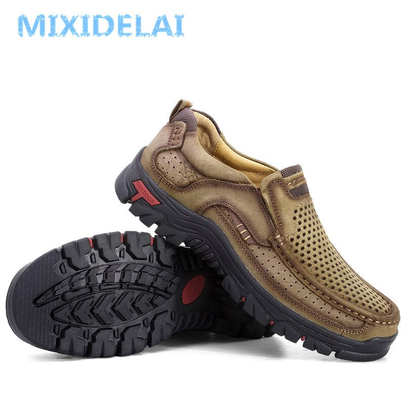 MIXIDELAI Genuine Leather Men Shoes England Trend Male Footwear Set Foot Men's Casual Outdoors Man Flats Work Shoes Large Size48