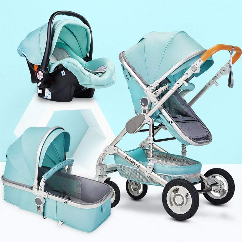 Multifunctional 3 in 1 Baby Stroller High Landscape Stroller Folding Carriage Gold Strollers Newborn Stroller Free Shipping