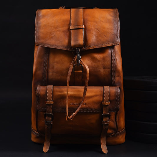 Brand Original Handmade Backpack Italian Imported Calfskin Bag Men's Large Capacity Vintage Genuine Leather Double Shoulder Bag