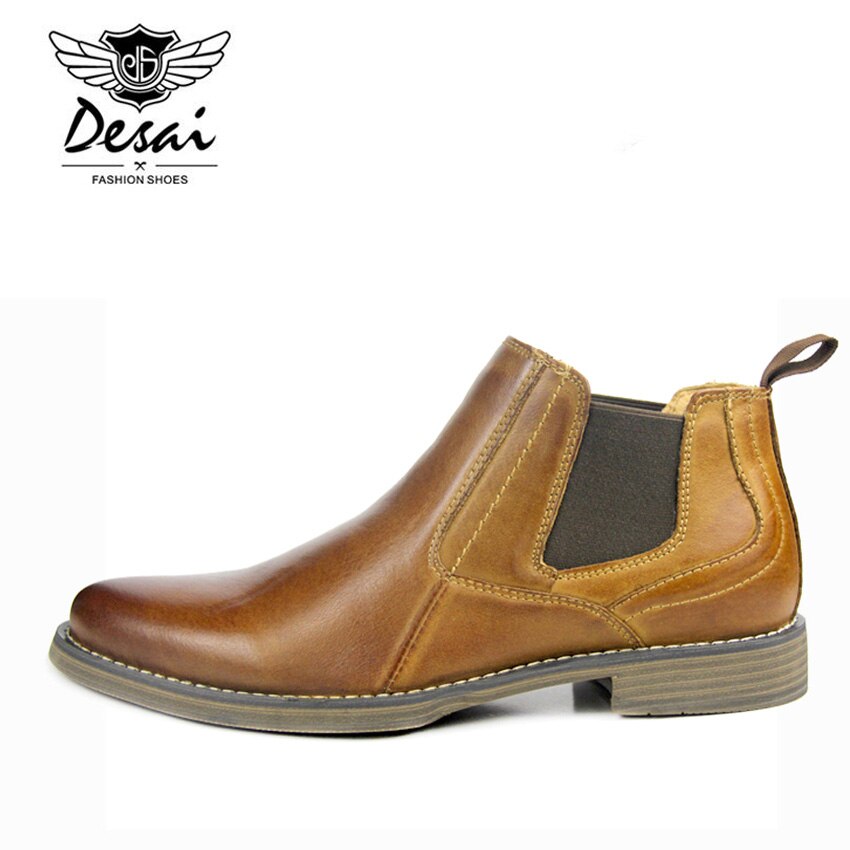 DESAI Genuine Leather Men's Boots Vintage Style High-Cut Lace-Up Shoes Men Fashion Casual Brogue High Boots EUR Size 8-12