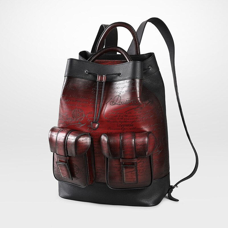 Men's Classic Italian Leather Backpack Multifunction Famous Brand Designer Daypack Vintage Laptop Travel Bag