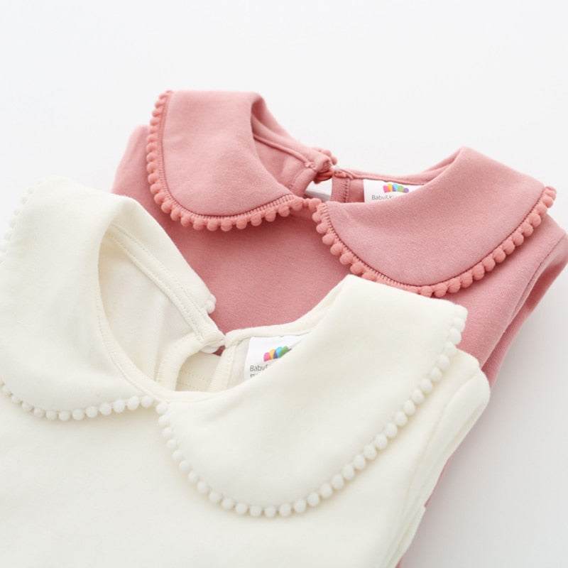 2022 Spring Autumn 2-10 Years Old Baby Children'S Clothing Long Sleeve Solid Pure Color Cute Cartoon Kids Girls Basic T Shirts