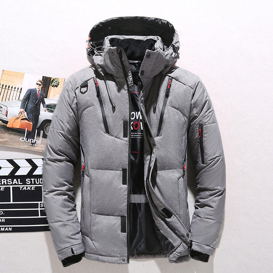 2022 Winter Snow Down Jacket Men Casual Thick Warm Parkas Hooded Coats Multi-pocket White Duck Down Windbreaker Jackets Overcoat