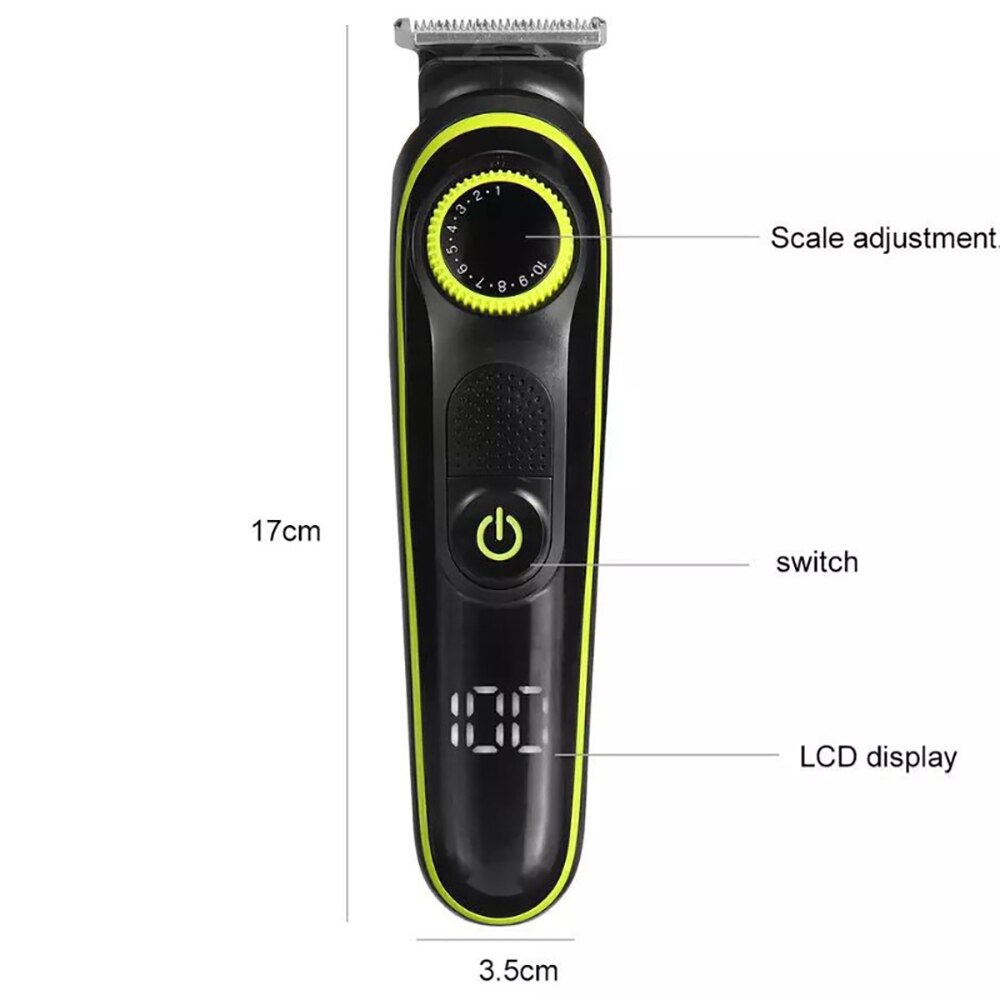 Professional LCD Hair Trimmer 5 in 1 Clipper Men Digital Electric Cutting Machine Salon cut Cordless Rechargeable