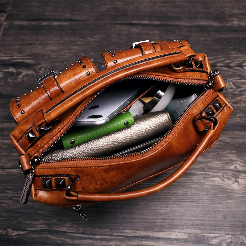 Luxury Designer Vintage Bag For Woman Women's Leather Handbag 2022 Crossbody Fashion Shoulder Retro Ladies Black Hand Sling XD09