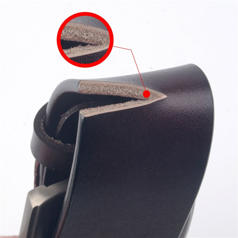 New Leather Men Business Pin Buckle Belt Head Layer Cowhide Casual Fashion Pants New Trend Luxury High Quality Men's Belt