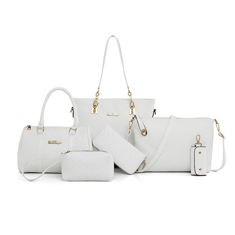 2021 New PU Leather Bag Fashion Shoulder Crossbody Bags for Women Handbags 6-piece Set Vintage Elegant Bolsa Feminina