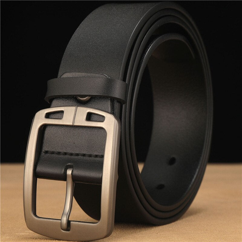 Men's Belt, Cowhide Leather, Luxury High Quality Pin Buckle Genuine Leather Vintage Fancy Jeans Designer High Quality