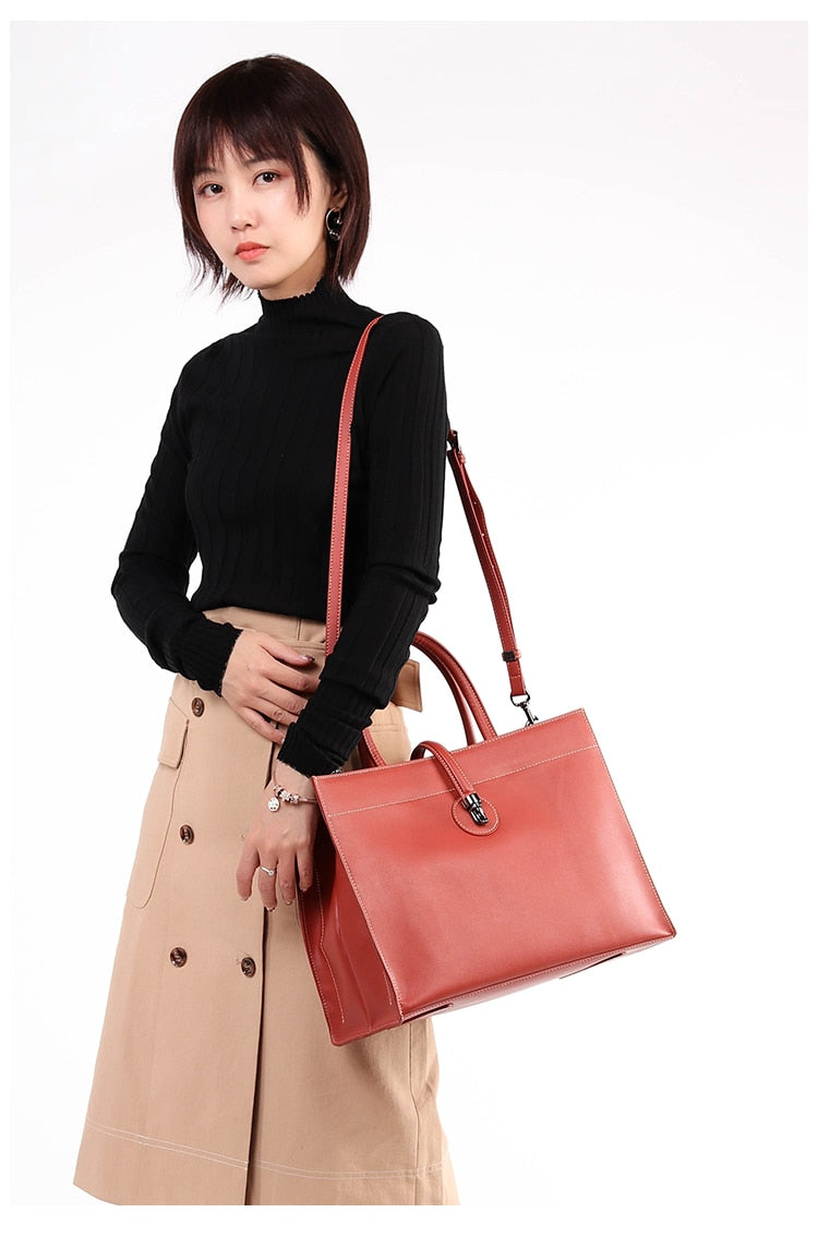 Genuine Leather Bags Women 2022 New Handbags Tote Bags Female Large Capacity Commuter Briefcase Leather Shoulder Messenger Bags