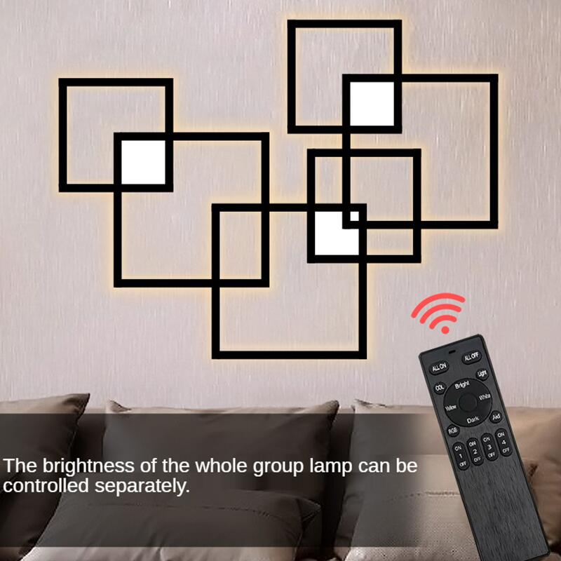 Simple square corridor remote control background wall LED wall lamp DIY combination living room bedroom hotel decorative lamp
