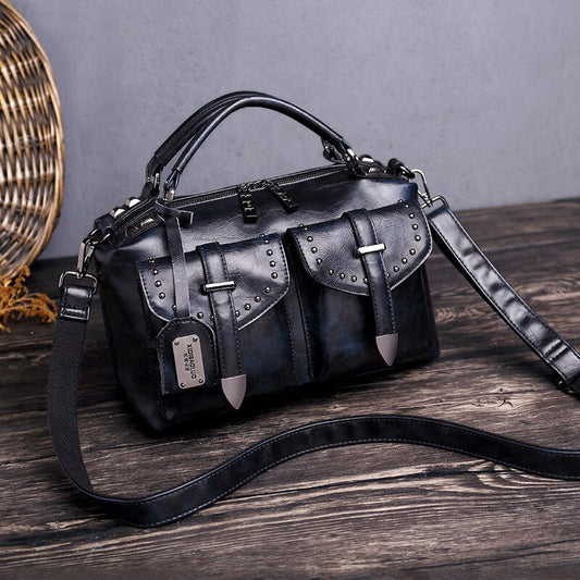 Luxury Designer Vintage Bag For Woman Women's Leather Handbag 2022 Crossbody Fashion Shoulder Retro Ladies Black Hand Sling XD09