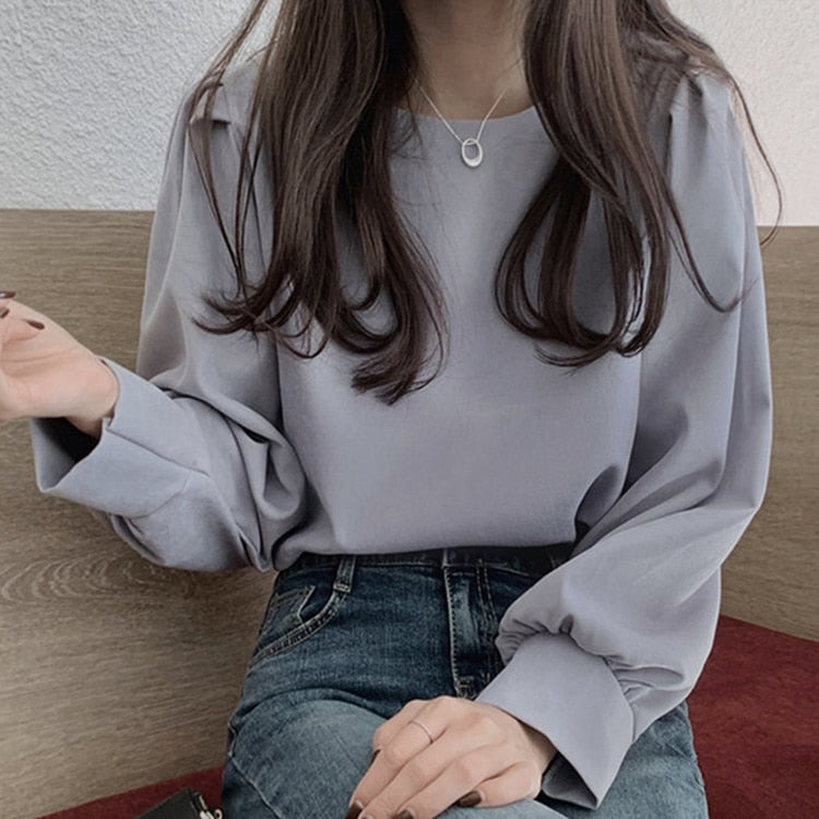 New 2021 Spring Summer Women's Blouses Shirt Puff Sleeve Elegant Sweetheart Clothing Solid Wild Korean Style Lady Tops BL3260