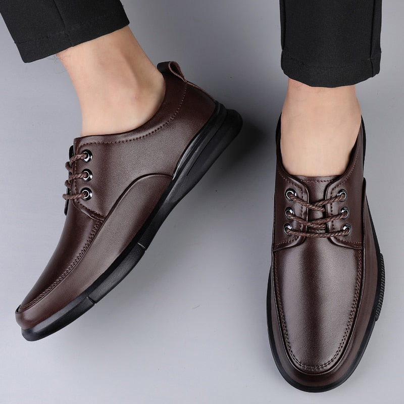 Men Casual Shoes Men Genuine Leather oxfords lace up Breathable Flats Shoes Luxury Brand Men Outdoor Walking Sneakers shoes men