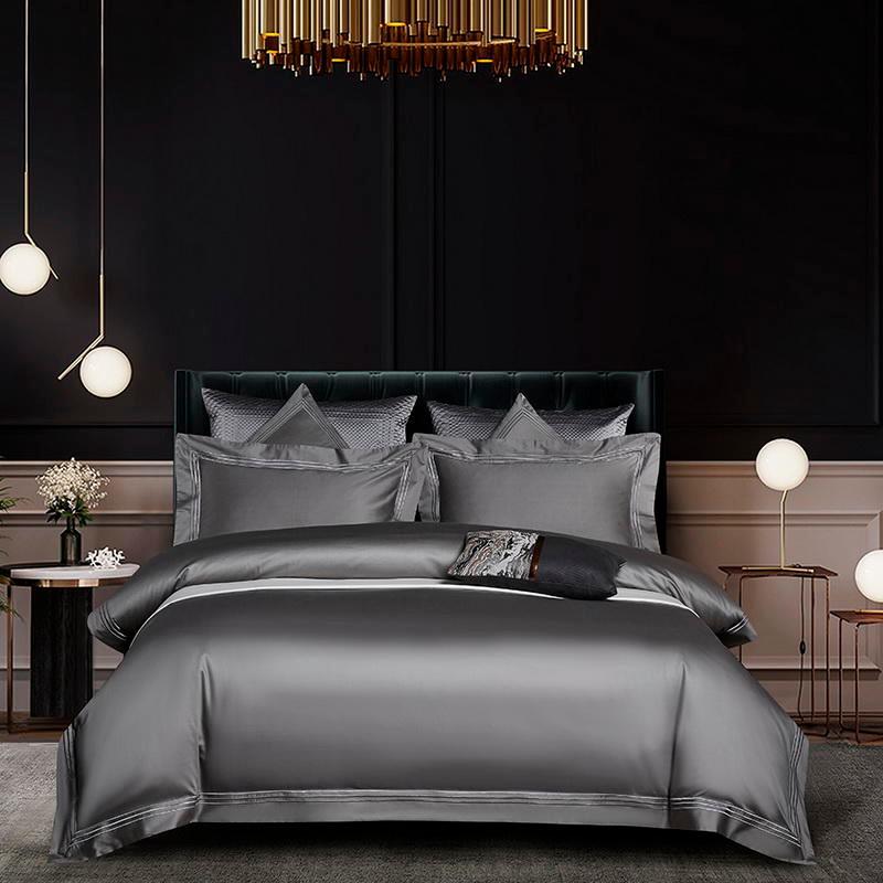Embroidered Deep Green Blue Duvet Cover Premium Soft Egyptian Cotton Bedding set Double Queen King 4/6Pcs Bed Sheet Pillowcases