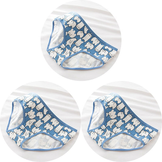3Pcs Cotton Women's Underwear Comfortable Seamless Cartoon Polar bear Underpants Panties Solid Lingerie Mid Waist Girls Briefs