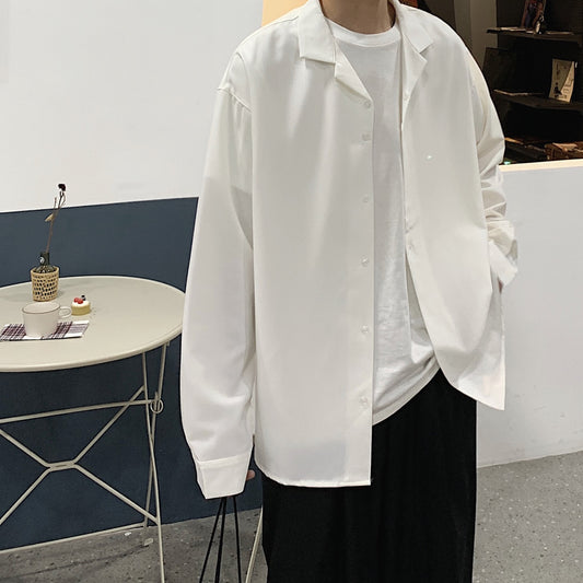 Long Sleeve Suit Coats Shirts Mens Fashion Loose Shirts Camisa Masculina Men's 2022 New Collar Lining Loose Casual Shirts Full