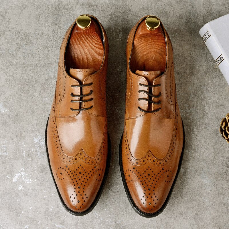 Desai 2022 New Men Dress Handmade Shoes Genuine Leather Male Oxford Italian Classic Vintage Lace-up Men's Brogue Shoes Oxford