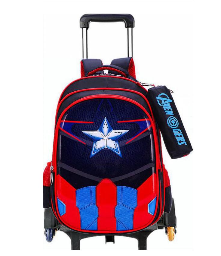 PU School bag with wheels for boys School trolley backpack for girls waterproof Wheeled backpack for school bags trolley bags