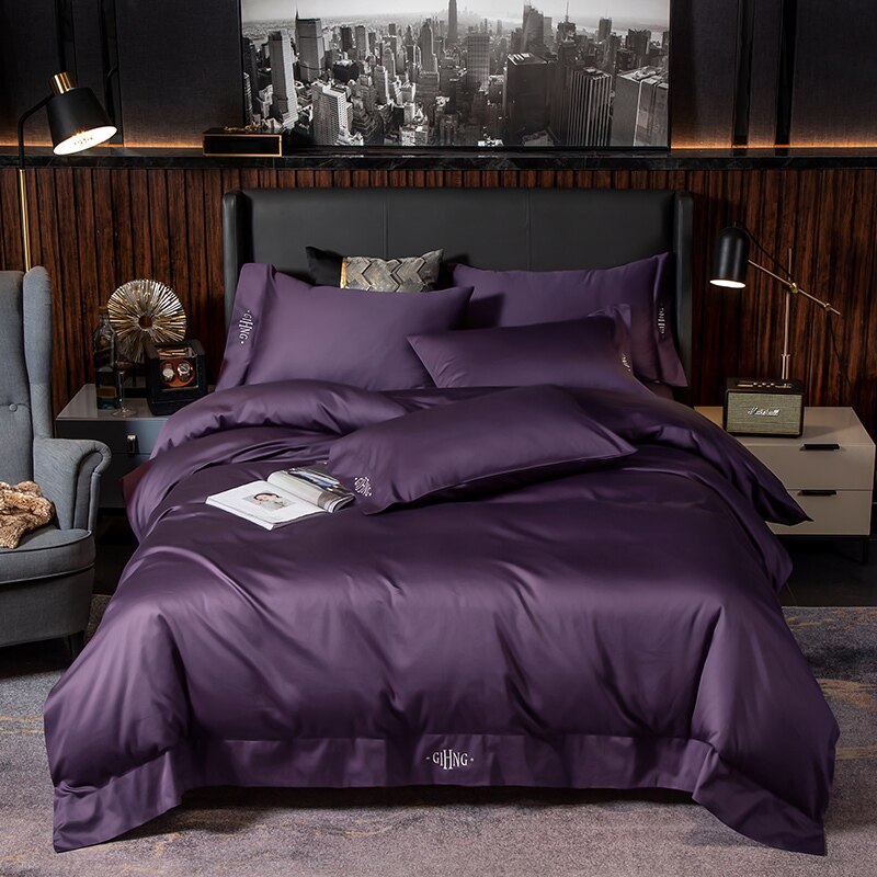 White Grey Hotel Quality Silky Soft Egyptian Cotton Bedding set Queen King Size 4/6Pcs(1 Duvet Cover 1Bed Sheet Pillow Shams)