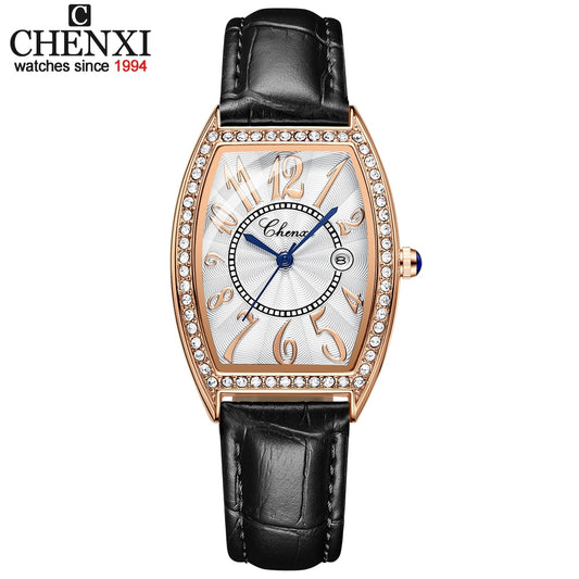 CHENXI Women Watches Fashion Elegant Woman Calendar RoseGold Watch Casual Waterproof Leather Quartz WristWatch For Women's Clock