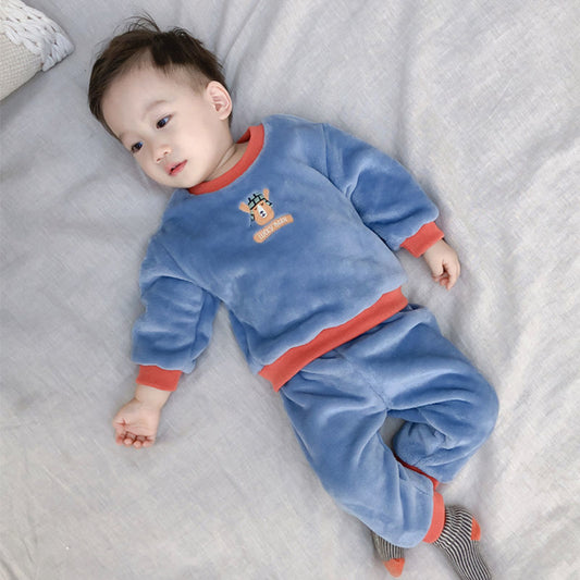 Kids Clothes Flannel Baby Pyjamas Winter Lounge Set Long Johns Kids Clothes Girls Loungewear Clothes Boys Sleepwear Pyjamas Suit