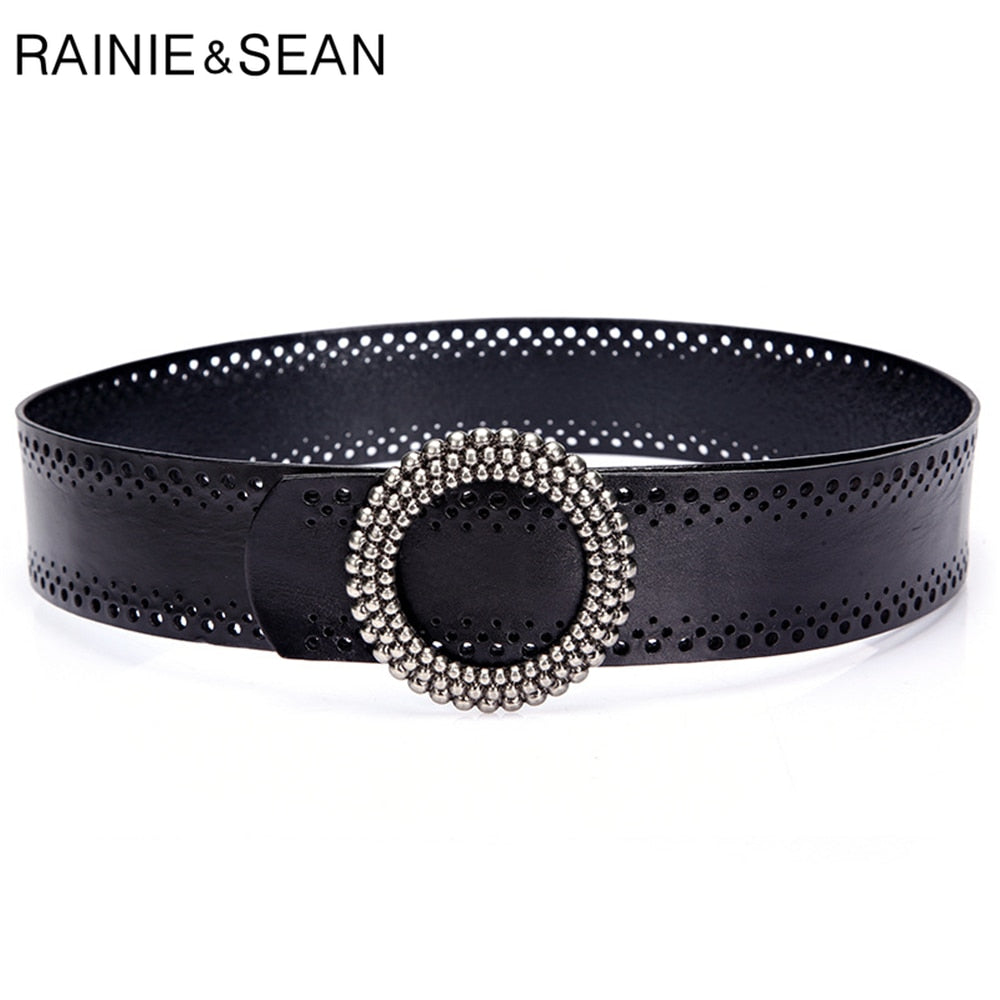 RAINIE SEAN Blackish Green Women Belt No Hole Ladies Belts for Dresses Real Leather High Quality Apparel Accessories 100cm